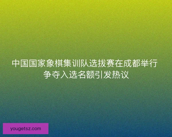 中国国家象棋集训队选拔赛在成都举行 争夺入选名额引发热议